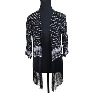 H&M X Coachella Womens Short Kimono Size Small Fringe‎ Western Bohemian LIght